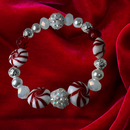 Christmas Red Candy Swirl Pearls- Bracelet