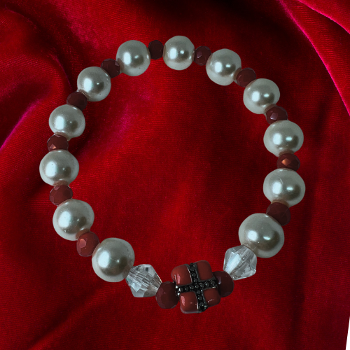 Pearls and Red Christmas Gift- Bracelet