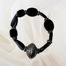 Black and Silver flat bead- Bracelet